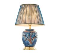 Blue Ceramic Table Lamps，Chinese Style Creativity Home Decorative Bedroom Bedside Lamp，Button Switch Desk Lamp