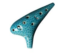 Blue Ceramics Ocarina 12 Holes Alto C Key AC Wave Pattern Ocarinas Music Flute Beginner Playing