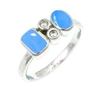 Blue Chalcedony Gemstone Silver Plated Ring Women Jewelry C1152CF_P