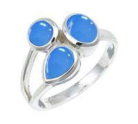 Blue Chalcedony Gemstone Silver Plated Ring Women Jewelry C1152CF_U 1/2