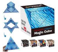 (Blue) Changeable Magnetic Magic Cube 3D Flip Puzzle Toys