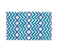 HOMESCAPES Super Absorbent Soft 100% Cotton Chevron Blue and Teal Bathmat with Geometric Pattern and Non Slip Latex Backing, 50 x 80 cm Large Shower Mat Machine Washable