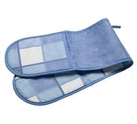 Blue Check Double Oven Glove Checked Kitchen Pot Holder with Hanging Loop