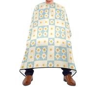 Blue Checked Daisy Flowers Capes Hair with Adjustable Snap Closure, Cool Cutting Capes for Adults capa para cortar Pelo 65" x 55"