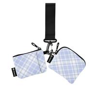 Blue Checkerboard Dual Coin Purse Credit Card Holder Wallet Mini Fashion Card Money Holder with Keychain for Lady 2 Packs case para tarjetas de credito
