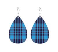 Blue Checkered Bright Red Black Checkered Women Earrings Candy Colored Lightweight Double-Side Printed Drop Dangle Earring