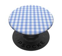 Blue Checkered Plaid Checked Pattern Nantucket Summer PopSockets Adhesive PopGrip