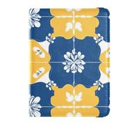 Blue Checkered Sunflower Yellow Leather Passport and Vaccine Card Wallet Combo Travel Documents Organizer Protector Passport Cover Holder Wallet Case Ultra Slim, blue checkered sunflower yellow, One