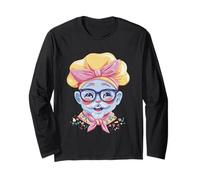 Blue Chef Kawaii Bakery Portrait Graphic Character Pink Long Sleeve T-Shirt
