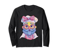 Blue Chef Kawaii Bakery Portrait Graphic Character Pink Long Sleeve T-Shirt