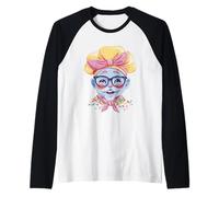 Blue Chef Kawaii Bakery Portrait Graphic Character Pink Raglan Baseball Tee