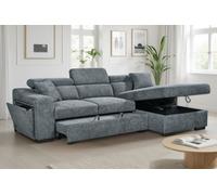 Blue Chenille Fabric 2C1 Corner Sofabed With Storage Arthur