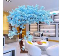 Blue Cherry Blossom Tree, Artificial Simulated Cherry Blossom Tree, Handmade, Petals Are Meticulous, Bringing You A Lasting Visual Feast, Artificial Plants(2.5x2m/8.2x6.5ft)
