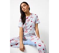 Blue Cherry Pie Print Short Sleeve Pyjama Set XXL