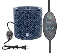 Blue Chevron Ceramic Candle Warmer Electric with Safety Timer | Automatic Plug in Fragrance Warmer for Scented Wax Melts, Cubes, Tarts | Air Freshener Set for Home Décor, Office, and Gifts