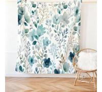 Blue Children's Blanket Flannel, Watercolor Flowers Plants Printed Throws, Soft Warm Lightweight Blankets for Girls Gifts Sofa Bedroom Nap Bed Gift Birthday Party 130 x 150 cm