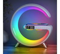 Blue Chilli Wireless Charging Station 15W With Led Mood Light Bluetooth Speaker Alarm Clock 5-In-1 White