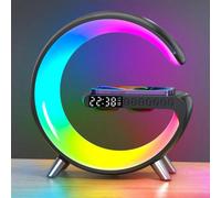 Blue Chilli Wireless Charging Station 15W With Led Mood Light Bluetooth Speaker Alarm Clock 5-In-1 White