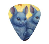 Blue Chinchillas And Moon - Guitar Picks-12 Pack Includes Thin, Medium & Heavy Gauges, Best Gift for Guitar Lovers