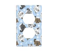 Blue Chinchillas and Moon Print Duplex Device Receptacle Wall Plate Electrical Switch Plate Outlet Cover.