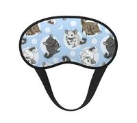 Blue Chinchillas and Moon Print Fashion Sleep Eye Mask for Men Women, 100% Blackout Eye Mask, Soft Covering Strong Light, Suitable for Travel/Yoga/Nap