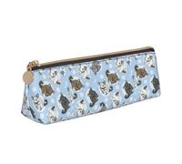 Blue Chinchillas and Moon Print Students Supplies Higher Capacity Pencil Pouch Pen Case School Travel Office Desk