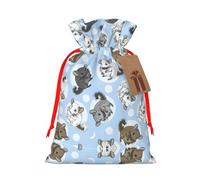 Blue Chinchillas And Moon Printed Drawstring Gift Bags,Various Sizes, Bulk Plastic Packaging Bags