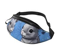 Blue Chinchillas and Moon Printed Personalized Waist Bag, Lightweight and Versatile Crossbody Bag for Everyday and Outdoor Adventures