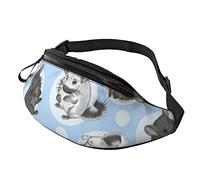 Blue Chinchillas and Moon Sport Waist Bag Travel Bumbags with Zipper and Earphone Hole, Running Fanny Pack Waist Pack with Adjustable Belt for Men Women