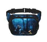Blue Chinchillas And Moon1 print Fashion Waist Packs Crossbody Belt Bag Fanny Pack for Women Crossbody for Traveling Running, Black, One Size