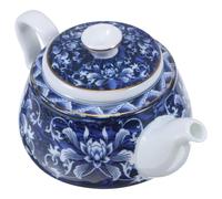 Blue Chinese Ceramic Teapot with Handle Built-in Strainer for Green Tea | Vintage Chinoiserie Design, Porcelain Lid with Gasket, Smooth Surface, Comfortable Grip, Suitable for Herbal Tea Ceremonies