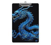 Blue Chinese Dragon Clipboard Retractable Hanging Tab Clip Board Plastic Clipboard Nursing Clipboards Nurse, Doctor, Cute Design for Standard Size 12.5 X 8.5Inch