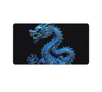 Blue Chinese Dragon Desk Mat 40X75cm, Non-Slip Rubber Base with Stitched Edges, Waterproof Desk Pad for Keyboard & Mouse, Large Mouse Pad for Office Gaming