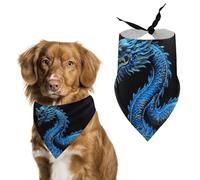 Blue Chinese Dragon Dog Bandanas Adjustable Bib Party Pet Decorations Cute Dog Triangle Scarfs for Small Medium Puppy Cat Costume Accessory