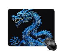 Blue Chinese Dragon Mouse Pad - Non-Slip Rubber Base Ultra-Thin Desk Mat Waterproof & Portable Mousepad for Gaming, Office, Design 20 * 25cm