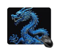 Blue Chinese Dragon Mouse Pad - Non-Slip Rubber Base Ultra-Thin Desk Mat Waterproof & Portable Mousepad for Gaming, Office, Design 25 * 30cm