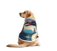 Blue Chinese Loong Fantasy Dog Shirt Vest Dog Clothes- Breathable Cooling for Big Dogs, Sun Protection Comfort Wear for Golden Retriever, Husky, Alaska Outdoor Activities XX-Large