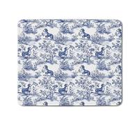 Blue Chinoiserie Dachshund Mouse Pad, Dachshund Lovers Gifts Grandmillennial Mouse Pads Mousepad for Home Office Dorm Computers Laptop, Weiner Dog Office Supplies Desk Accessories, 9.4"x7.9"
