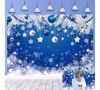 Blue Christmas Backdrops for Photography Merry Christmas Blue Snowflake Photography Background Winter Xmas Winter Holiday Birthday Party Baby Shower Decoration Backdrop (7X5FT (210x150cm))