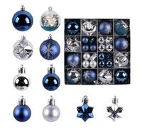 Blue Christmas Ornaments - Blue Christmas Tree Ornaments, Blue Christmas Baubles - Vista Print Silver/Gold Blue Shatterproof Christmas Ornaments 44X, Classic Christmas Decor Pendants