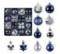 Blue Christmas Ornaments, Hanging Christmas Baubles Decoration, Shatterproof 44-Piece Christmas Ornament Set, Shatterproof Christmas Tree Baubles, Merry Christmas Pendant
