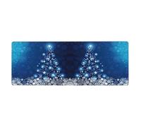 Blue Christmas Snowflake Desk Protector Mat, Extra Large and Durable Desk Pad with Non-Slip Backing for Home Office Use