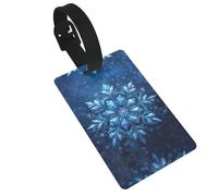 Blue Christmas Snowflake Print Luggage Tags with Detachable Wristband, Travel Bag Tags, Easy to Identify
