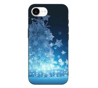 Blue Christmas Snowflake Printed Phone Case for iPhone 16 E, Ultra Slim Scratch-Resistant Shockproof Black TPU Phone Case Cover with Wireless Charging, Anti-Yellowing
