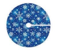 Blue Christmas Snowflakes Stars Christmas Tree Skirt 48 Inches Xmas Tree Skirts Seasonal Round Tree Stand Mat Skirt for Holiday House Celebration Party Indoor Home Office Decor