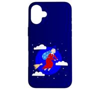blue christmas witch befana broomrider spookmas Epiphany Case for iPhone 16 Plus
