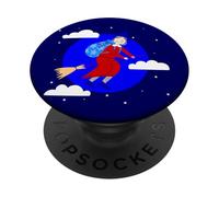 blue christmas witch befana broomrider spookmas Epiphany PopSockets Adhesive PopGrip
