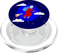 blue christmas witch befana broomrider spookmas Epiphany PopSockets PopGrip for MagSafe