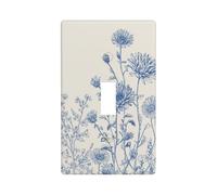 Blue Chrysanthemum and Daisy Light Switch Cover Decorative Single Toggle 1 Gang Wall Plate for Kitchen Farmhouse Bedroom Bathroom Art Decor