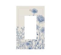 Blue Chrysanthemum and Daisy Light Switch Wall Plate Faceplate Cover Single Rocker 1 Gang Decorator Outlet Receptacle Covers for Home Kitchen Room Bathroom Decor
